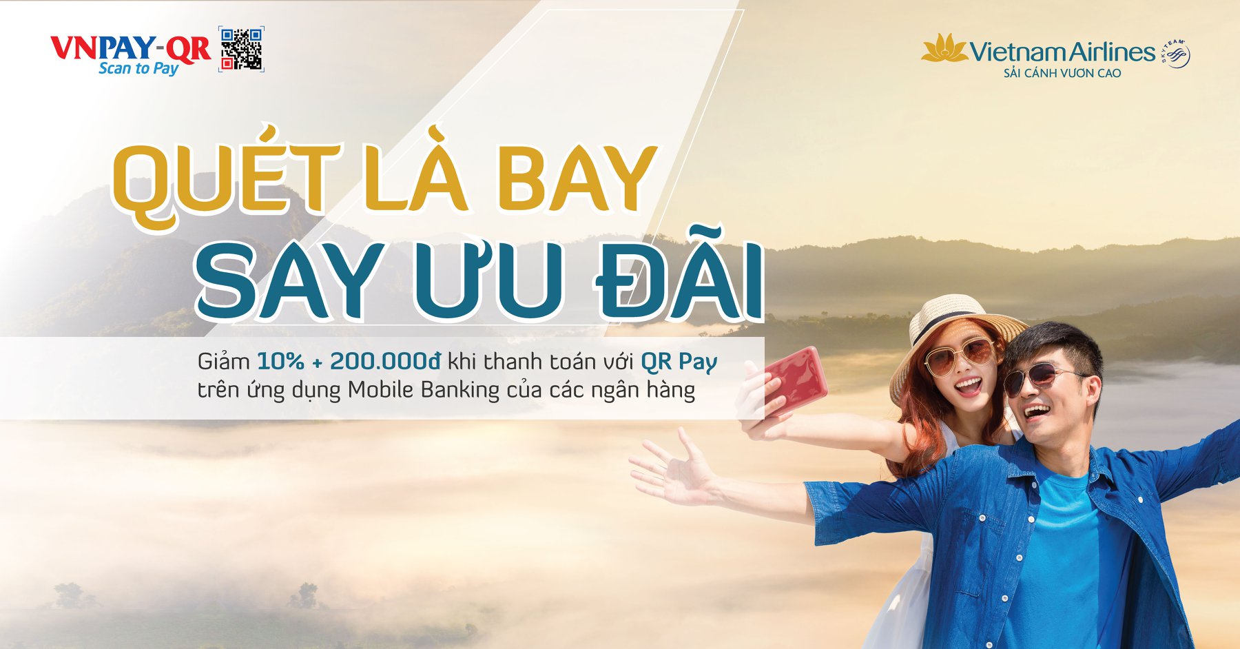 “Quét là bay – Say ưu đãi” - Khuyến mại hấp dẫn khi thanh toán vé Vietnam Airlines bằng QR Pay