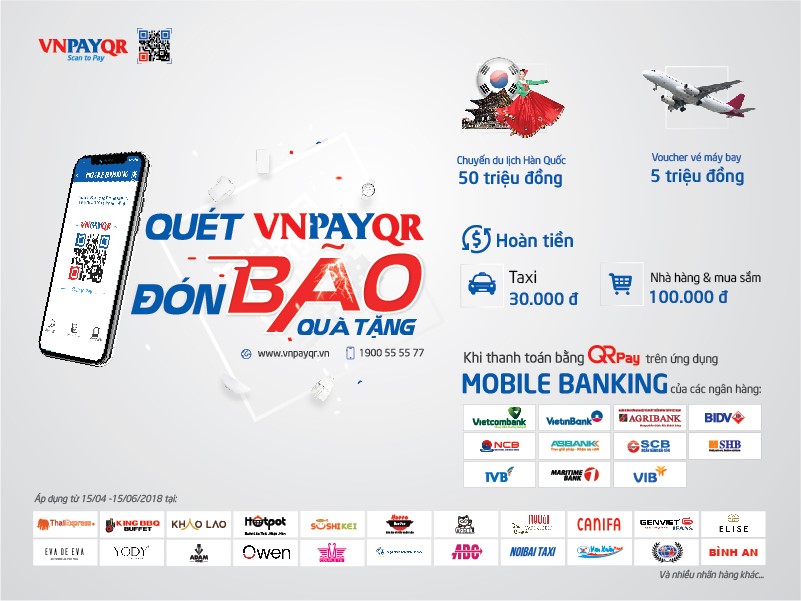 Đón BÃO quà tặng khi quét VNPAYQR bằng ứng dụng Mobile Banking của các ngân hàng