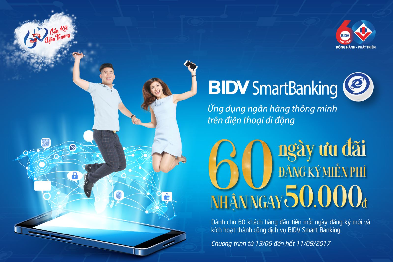 Đăng ký mới BIDV Smart Banking, Nhận ngay 50.000đ