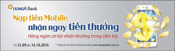Nạp tiền Mobile Nhận ngay tiền thưởng cùng Dong A Bank